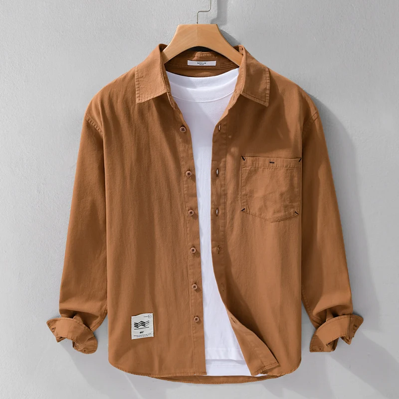 Herren Offenes Baumwoll-Overshirt im Layering-Look mit aufgesetzter Brusttasche Drune