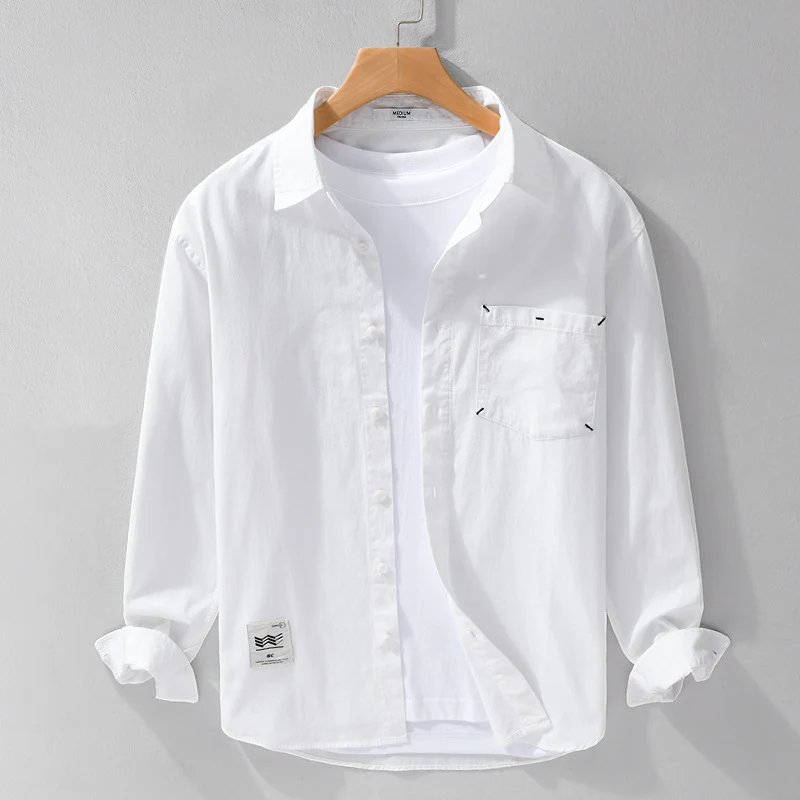 Herren Offenes Baumwoll-Overshirt im Layering-Look mit aufgesetzter Brusttasche Drune