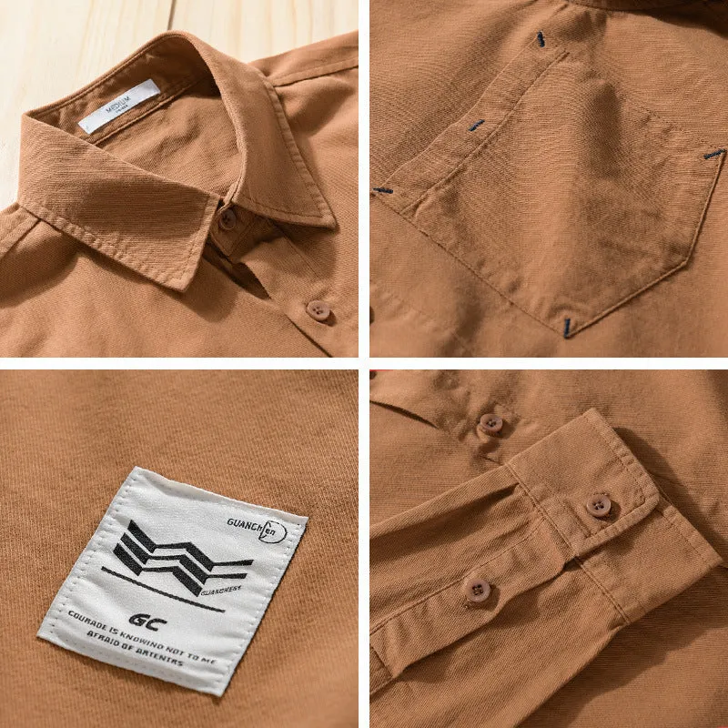 Herren Offenes Baumwoll-Overshirt im Layering-Look mit aufgesetzter Brusttasche Drune
