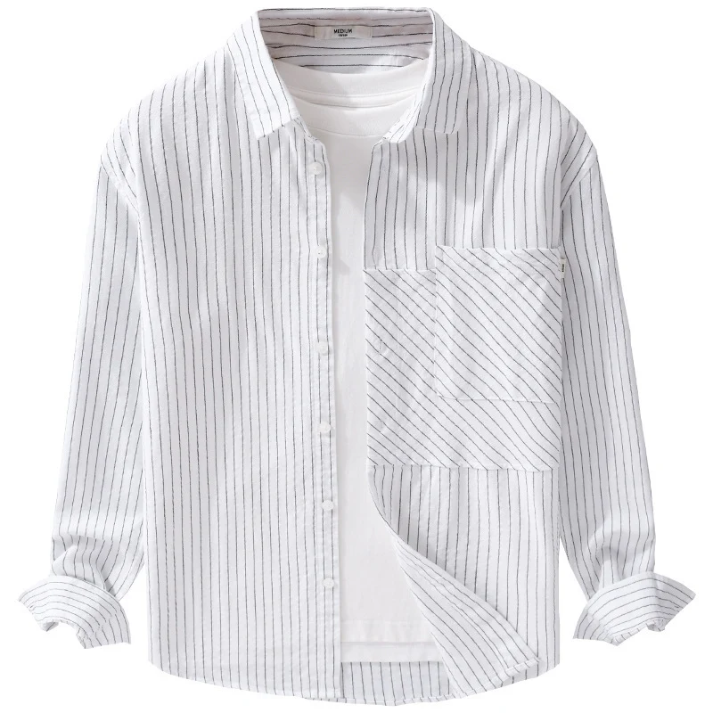 Herren Nadelstreifen-Hemd im Relaxed-Fit mit diagonalem Brustpatch Drune