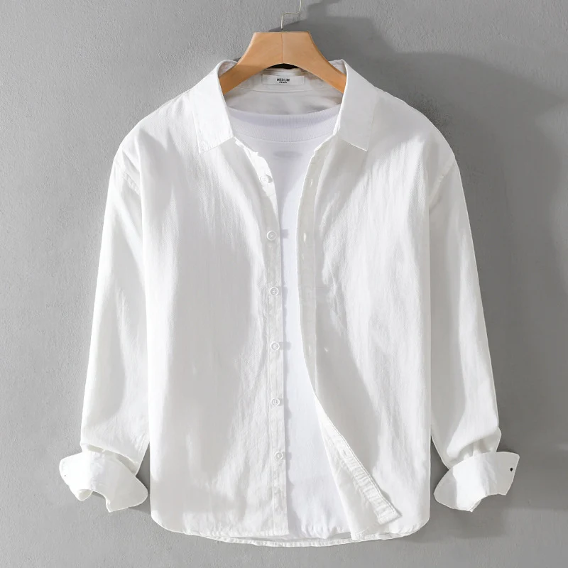 Herren Minimalistisches Leichtes Baumwoll-Überhemd im Relaxed-Look mit abgerundetem Saum Drune