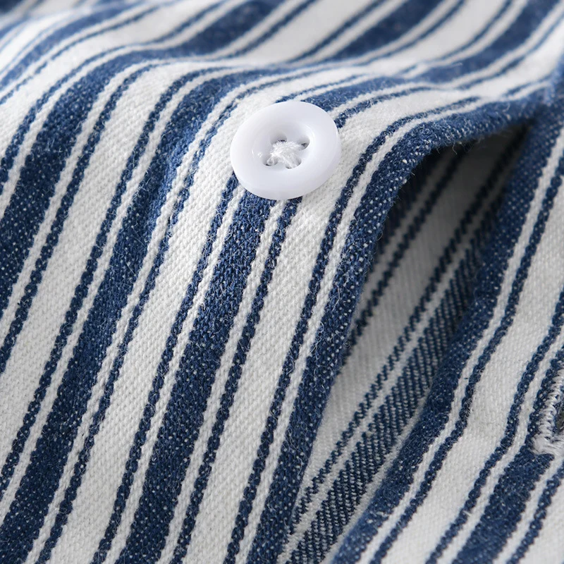Herren Maritimes Streifen-Überhemd aus Baumwoll‑Twill mit Brustklappen und Relaxed-Fit Drune