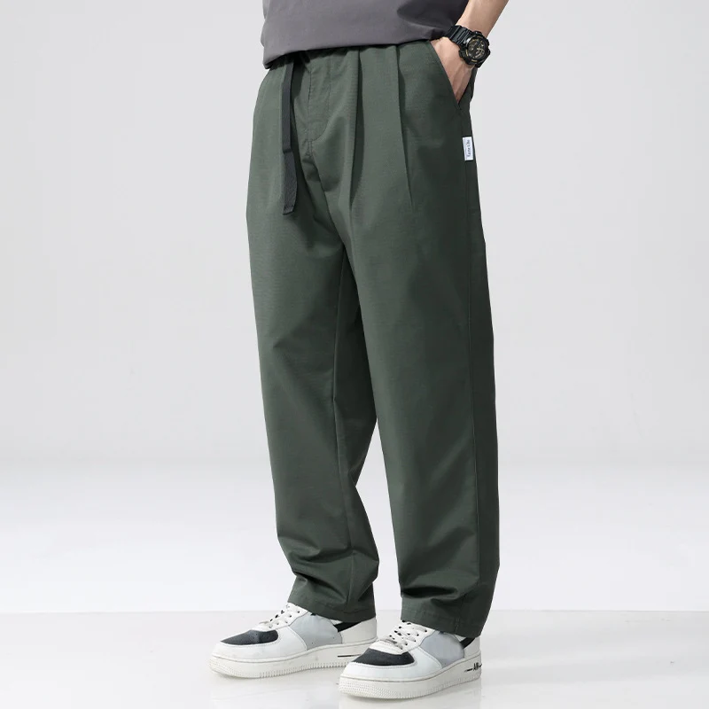 Herren Locker geschnittene Bundfalten-Hose mit Kordelzug und weitem Bein Drune