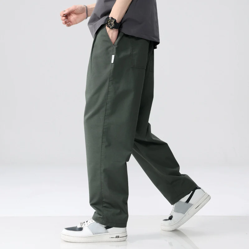 Herren Locker geschnittene Bundfalten-Hose mit Kordelzug und weitem Bein Drune