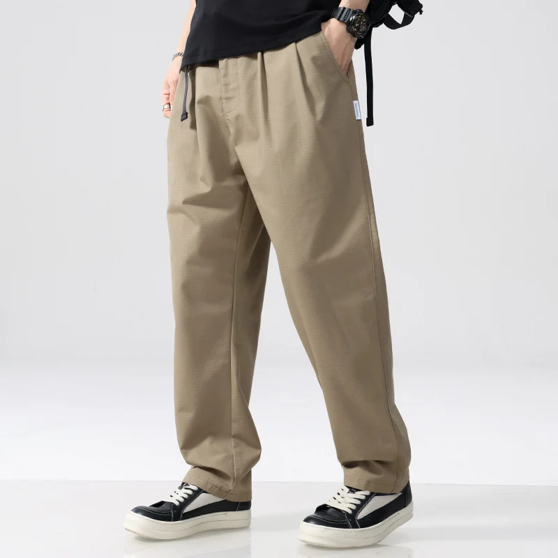 Herren Locker geschnittene Bundfalten-Hose mit Kordelzug und weitem Bein Drune