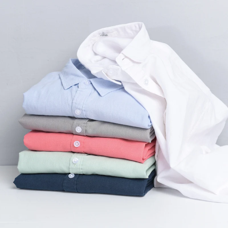 Herren Leinenmix-Layering-Overshirt mit Kentkragen, gerundetem Saum und Soft‑Touch Drune