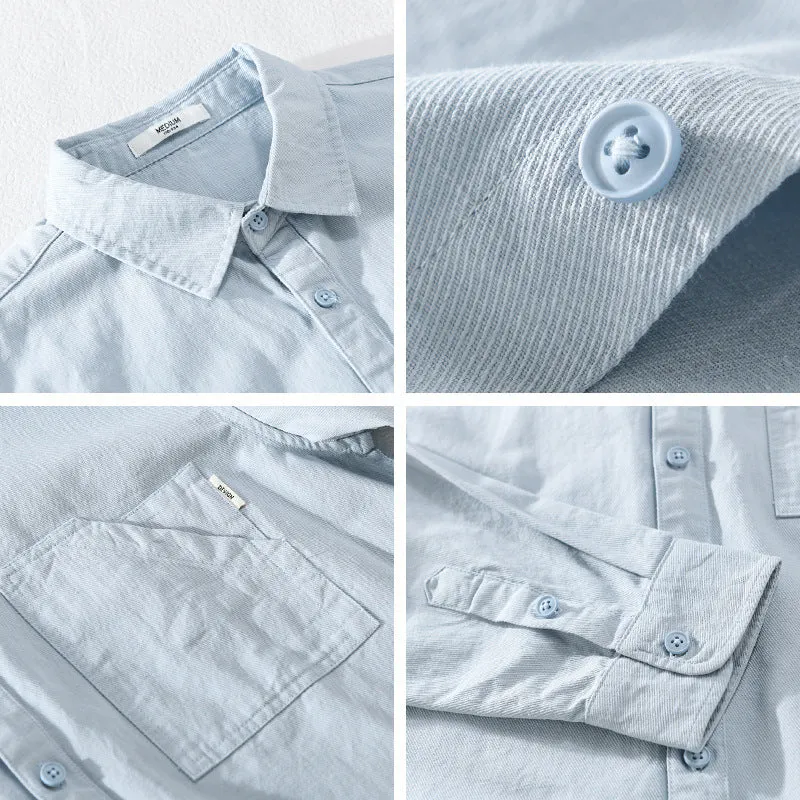 Herren Leichtes strukturiertes Baumwoll-Overshirt mit Brusttasche und entspannter Passform Drune