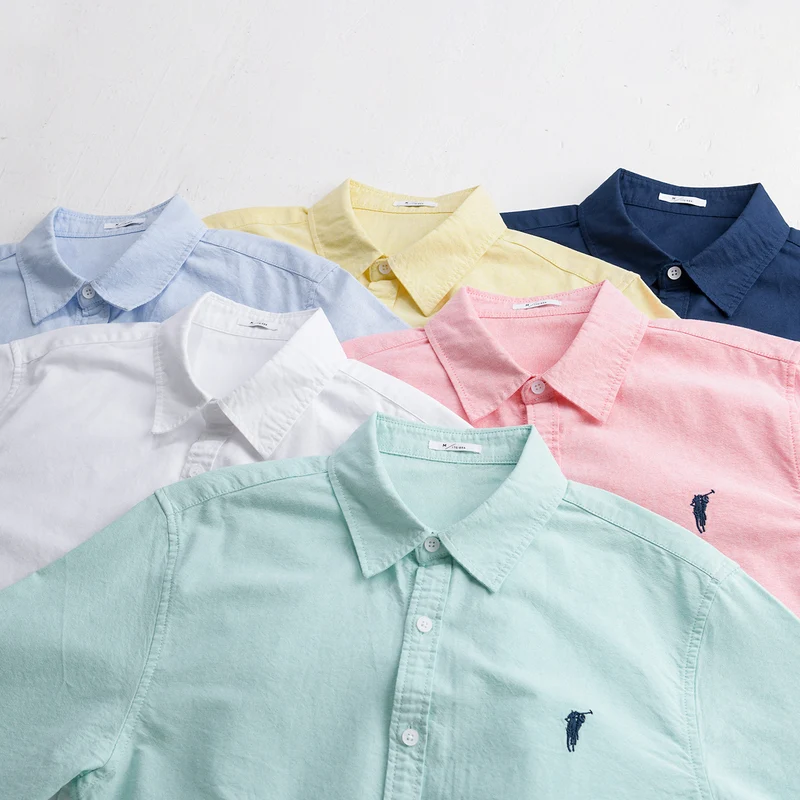 Herren Leichtes Oxford-Hemd Relaxed-Fit mit dezenter Bruststickerei und weicher Vintage-Waschung Drune