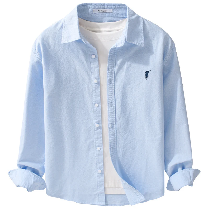 Herren Leichtes Oxford-Hemd Relaxed-Fit mit dezenter Bruststickerei und weicher Vintage-Waschung Drune