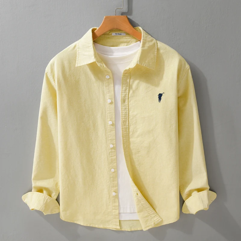 Herren Leichtes Oxford-Hemd Relaxed-Fit mit dezenter Bruststickerei und weicher Vintage-Waschung Drune
