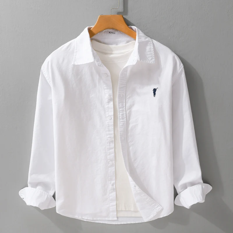 Herren Leichtes Oxford-Hemd Relaxed-Fit mit dezenter Bruststickerei und weicher Vintage-Waschung Drune