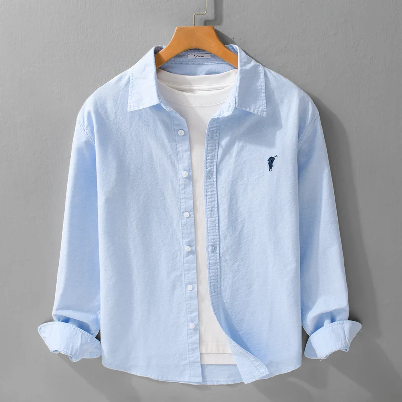 Herren Leichtes Oxford-Hemd Relaxed-Fit mit dezenter Bruststickerei und weicher Vintage-Waschung Drune