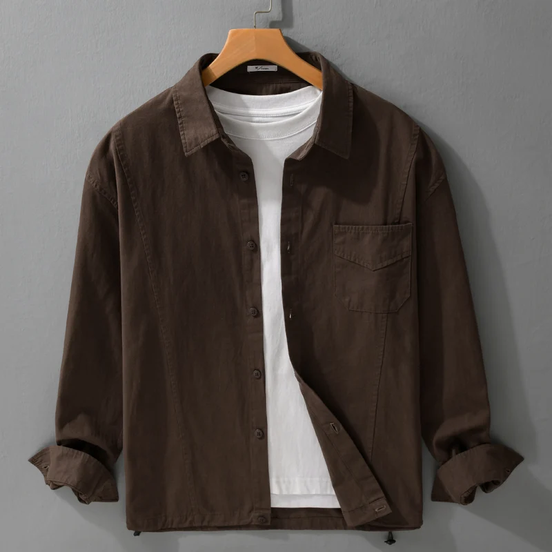 Herren Leichtes Overshirt-Jackett aus Baumwollmix mit aufgesetzter Brusttasche Drune