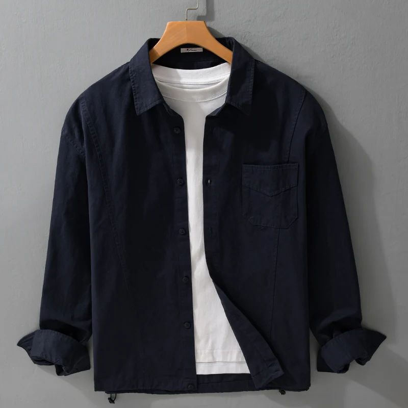 Herren Leichtes Overshirt-Jackett aus Baumwollmix mit aufgesetzter Brusttasche Drune