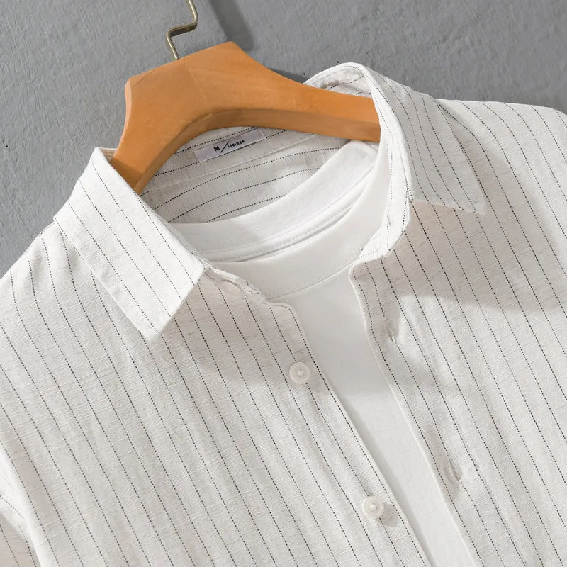 Herren Leichtes Nadelstreifen-Overshirt aus Leinen-Baumwollmix Drune