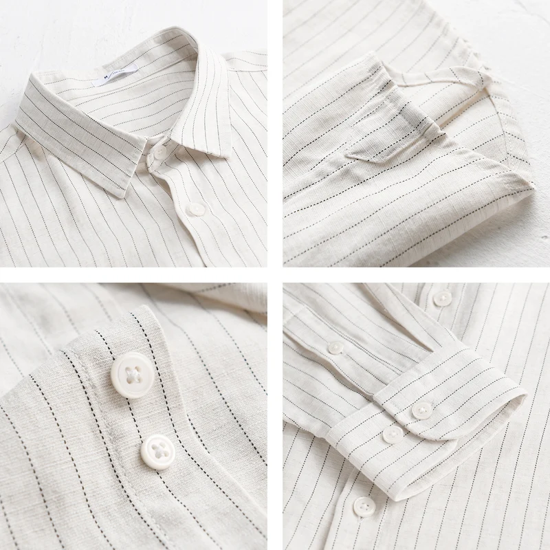 Herren Leichtes Nadelstreifen-Overshirt aus Leinen-Baumwollmix Drune