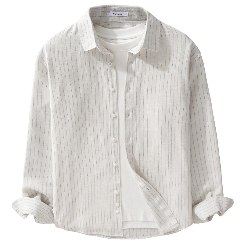 Herren Leichtes Nadelstreifen-Overshirt aus Leinen-Baumwollmix Drune