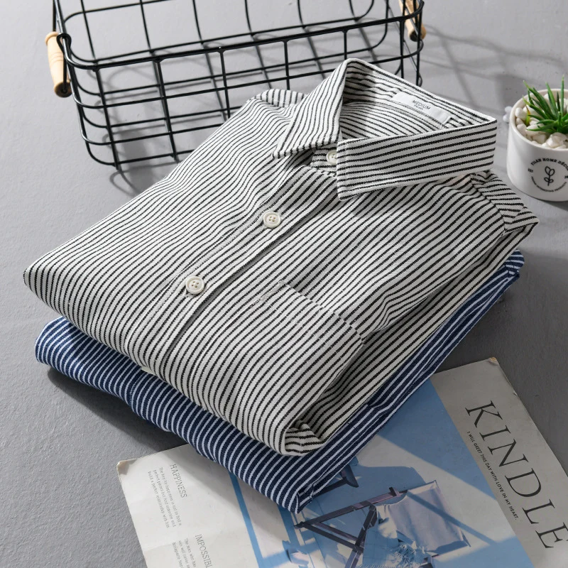 Herren Leichtes Nadelstreifen-Hemd im Layering-Overshirt-Stil mit Kentkragen und aufgesetzter Brusttasche Drune