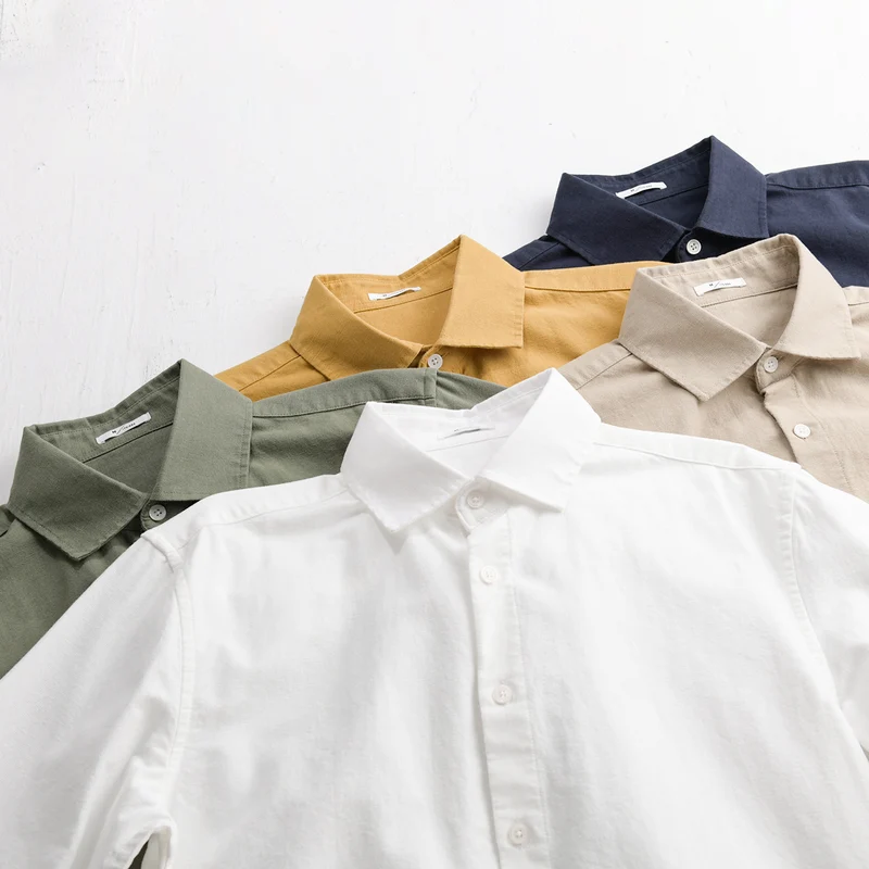 Herren Leichtes Leinen-Baumwoll-Overshirt mit Kentkragen, Relaxed‑Fit und durchgehender Knopfleiste Drune