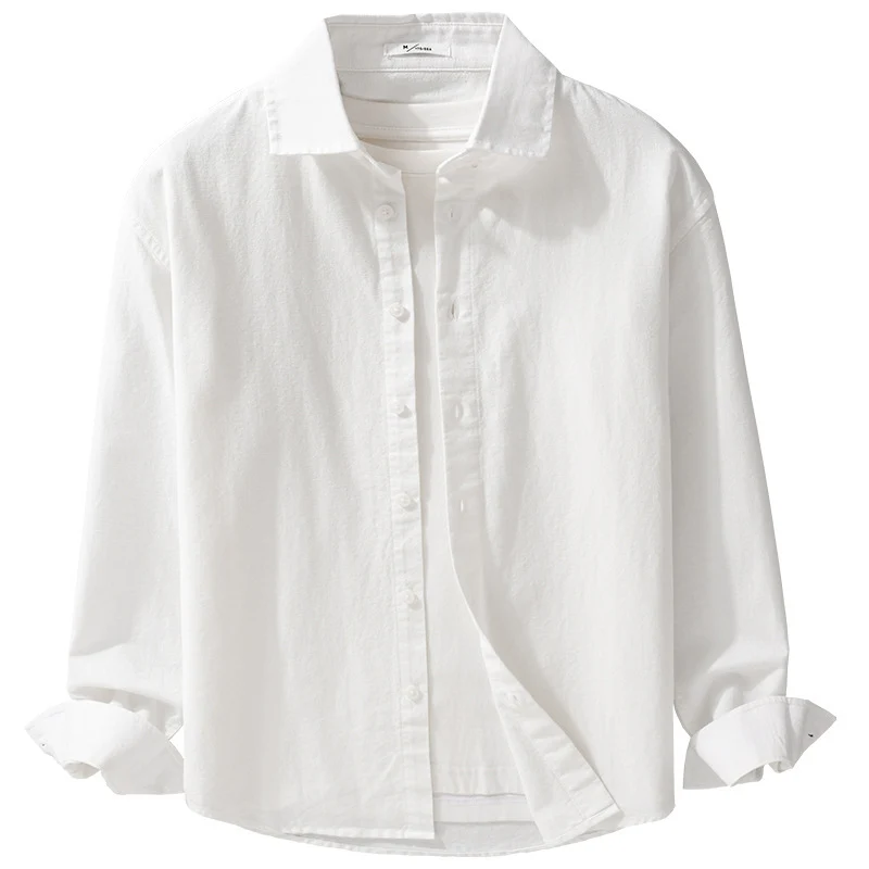 Herren Leichtes Leinen-Baumwoll-Overshirt mit Kentkragen, Relaxed‑Fit und durchgehender Knopfleiste Drune
