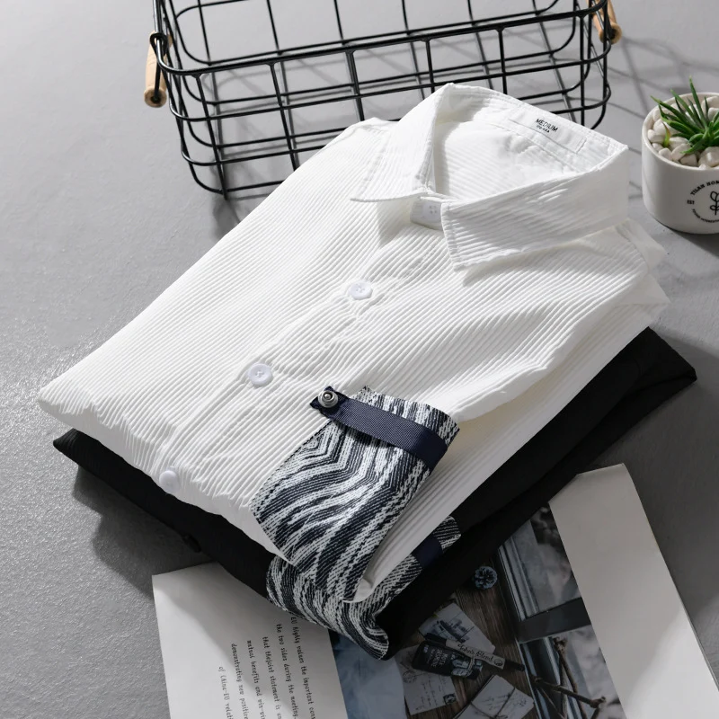 Herren Leichtes Langarm-Hemd im Layering-Look mit fein strukturierter Webung und gemusterter Brusttasche Drune