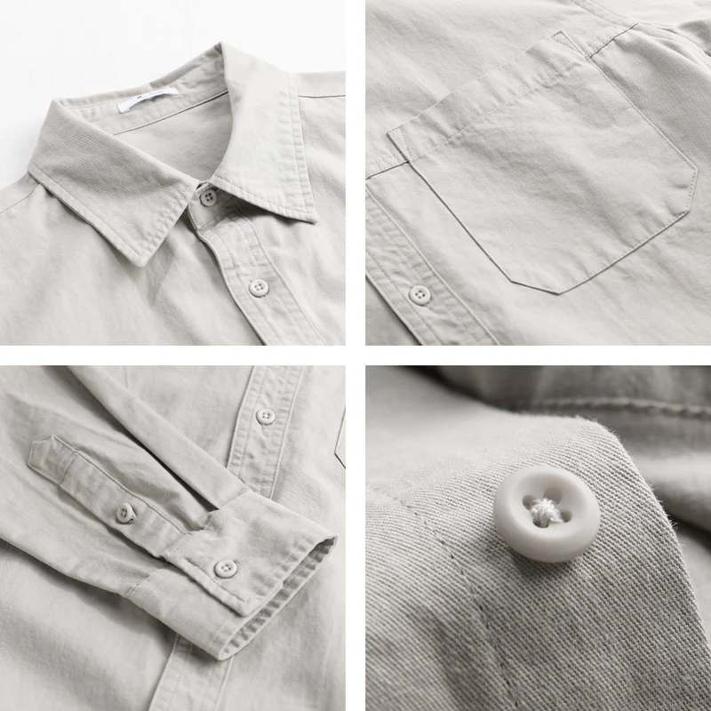 Herren Leichtes Hemdjacken-Overshirt aus gewaschenem Baumwoll-Twill mit Brusttasche Drune