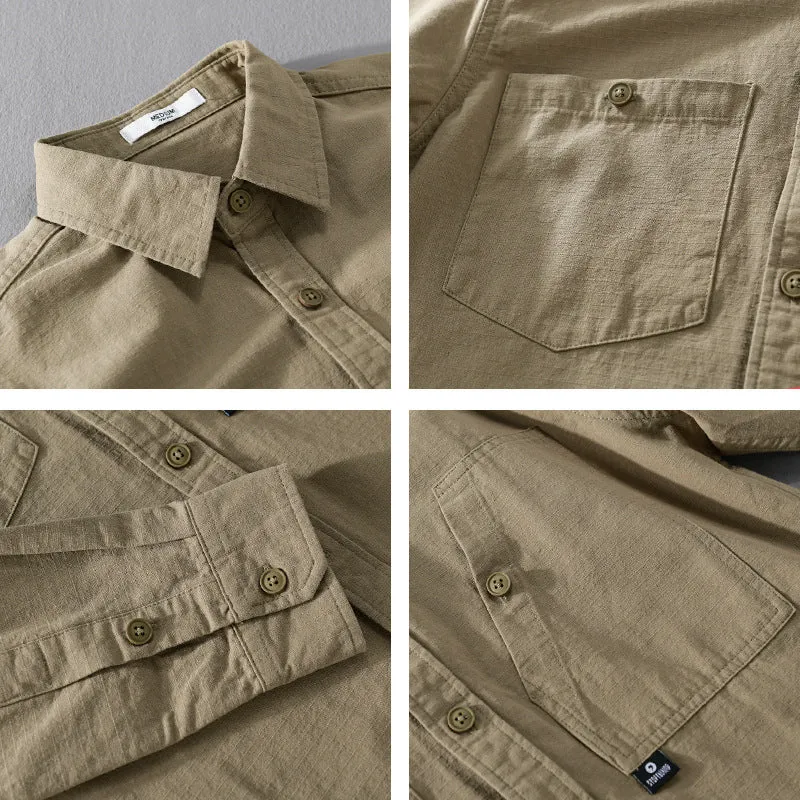 Herren Leichtes Hemdjacken-Overshirt aus Baumwolltwill mit asymmetrischer Brusttasche und lockerem Schnitt Drune