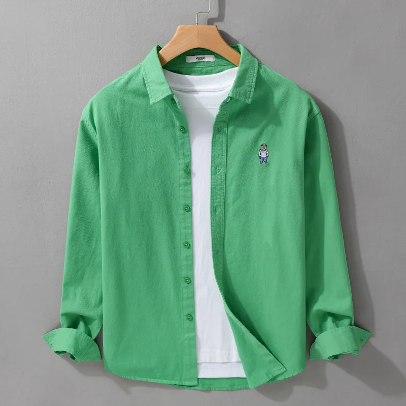 Herren Leichtes Hemd-Overshirt aus Baumwolltwill mit kleiner Figurenstickerei und kastigem Schnitt Drune