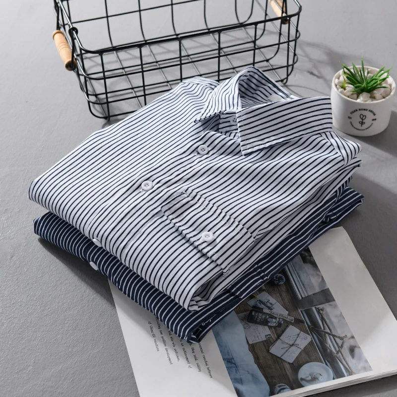 Herren Leichtes gestreiftes Hemdjacken-Overshirt aus Baumwoll-Leinenmix mit Brusttasche Drune