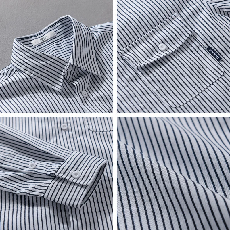 Herren Leichtes gestreiftes Hemdjacken-Overshirt aus Baumwoll-Leinenmix mit Brusttasche Drune