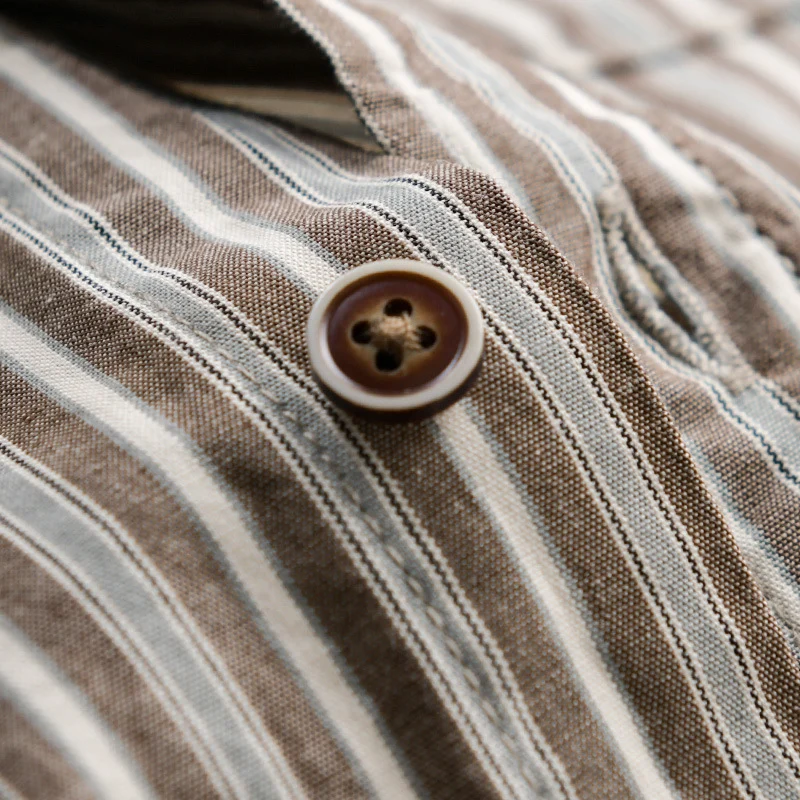 Herren Leichtes gestreiftes Hemd‑Overshirt aus Leinen‑Baumwollmix mit Relaxed‑Fit und aufgesetzter Brusttasche Drune
