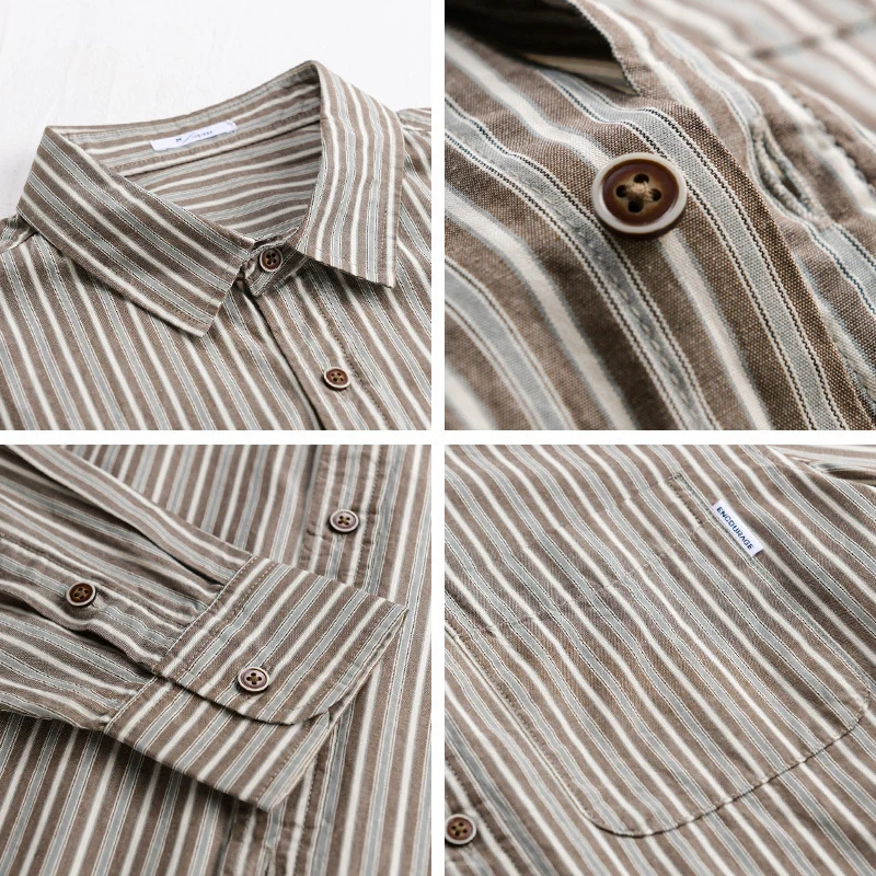 Herren Leichtes gestreiftes Hemd‑Overshirt aus Leinen‑Baumwollmix mit Relaxed‑Fit und aufgesetzter Brusttasche Drune