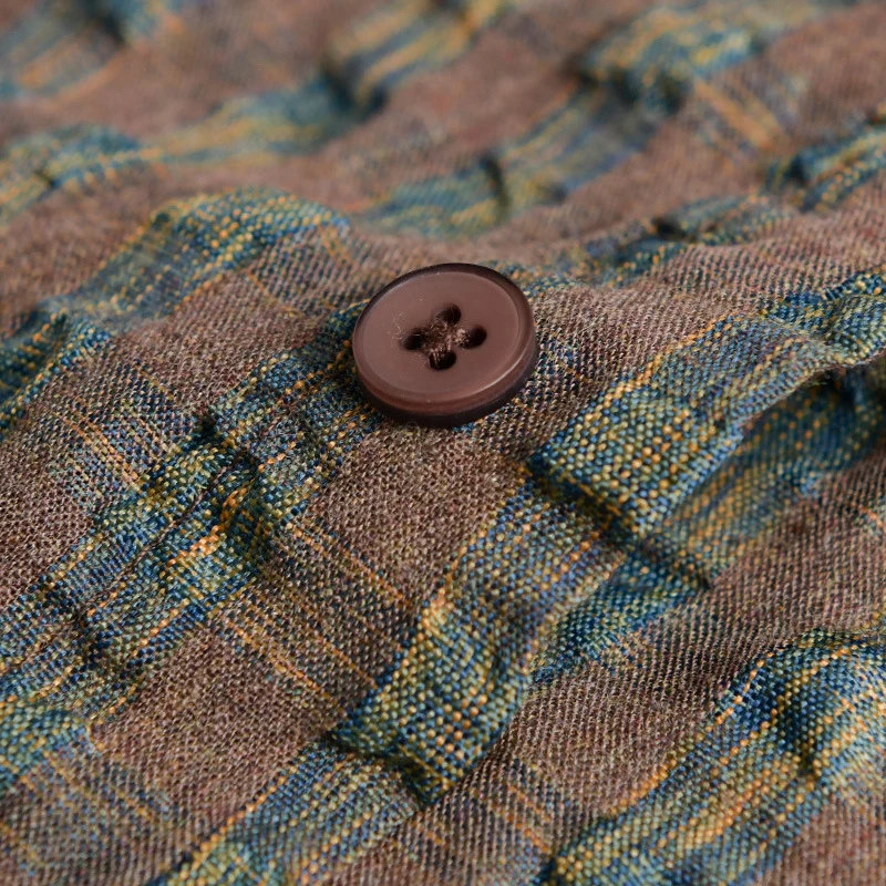 Herren Leichtes Crinkle-Karo-Overshirt aus Baumwollmix mit aufgesetzter Brusttasche Drune