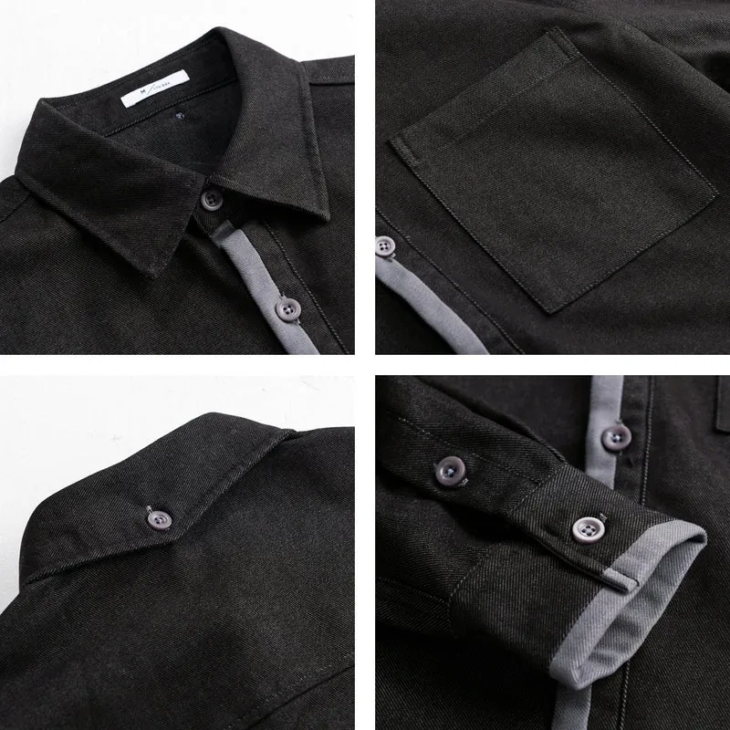 Herren Leichtes Baumwoll-Twill-Überhemd mit Brusttasche und Relaxed-Fit Drune