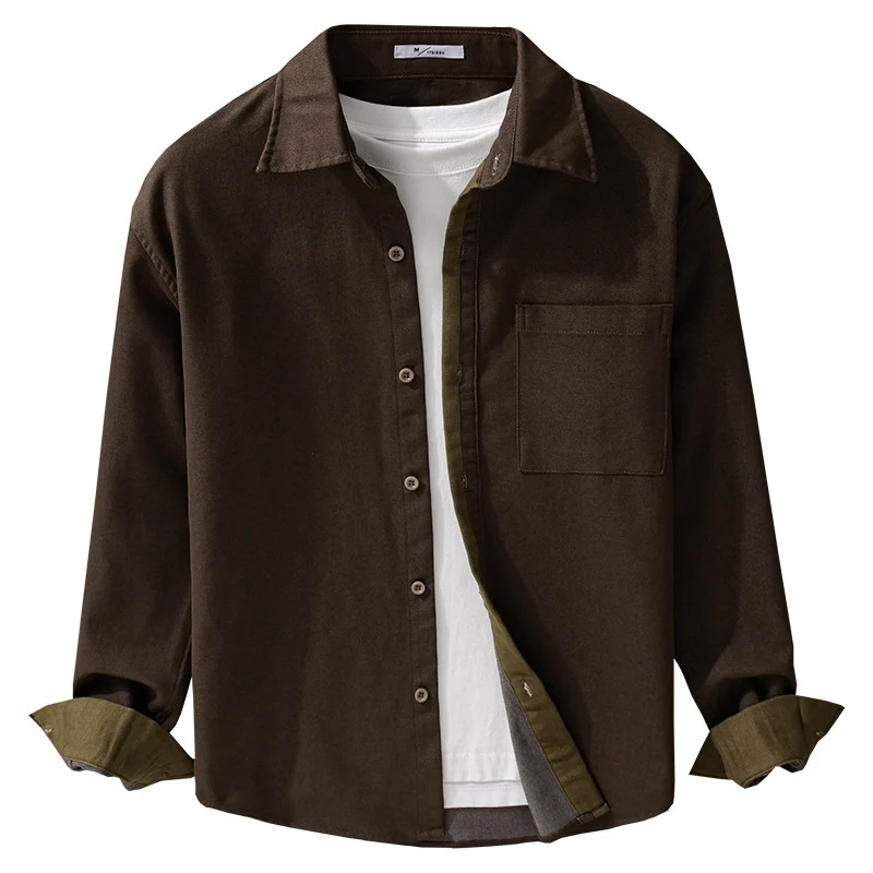 Herren Leichtes Baumwoll-Twill-Überhemd mit Brusttasche und Relaxed-Fit Drune