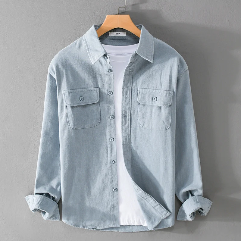 Herren Leichtes Baumwoll-Twill-Overshirt mit Brustklappen und Relaxed-Fit Drune