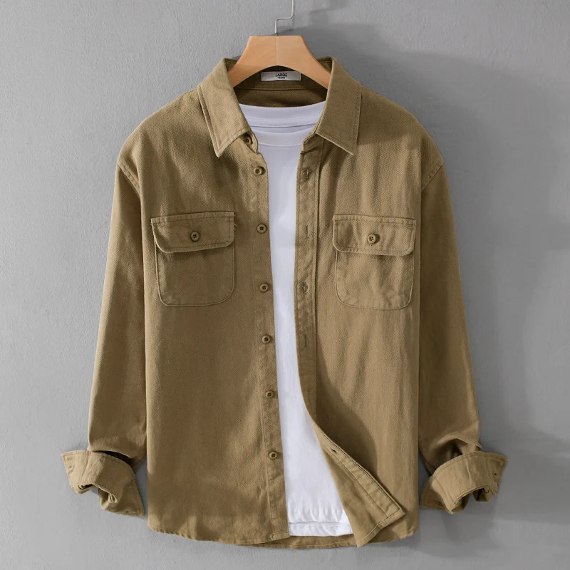 Herren Leichtes Baumwoll-Twill-Overshirt mit Brustklappen und Relaxed-Fit Drune