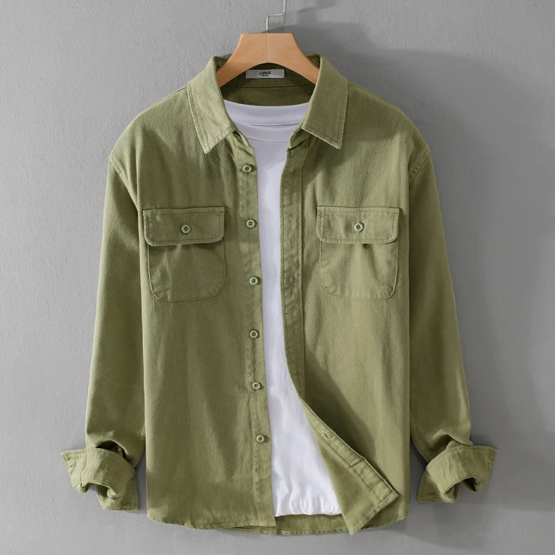 Herren Leichtes Baumwoll-Twill-Overshirt mit Brustklappen und Relaxed-Fit Drune