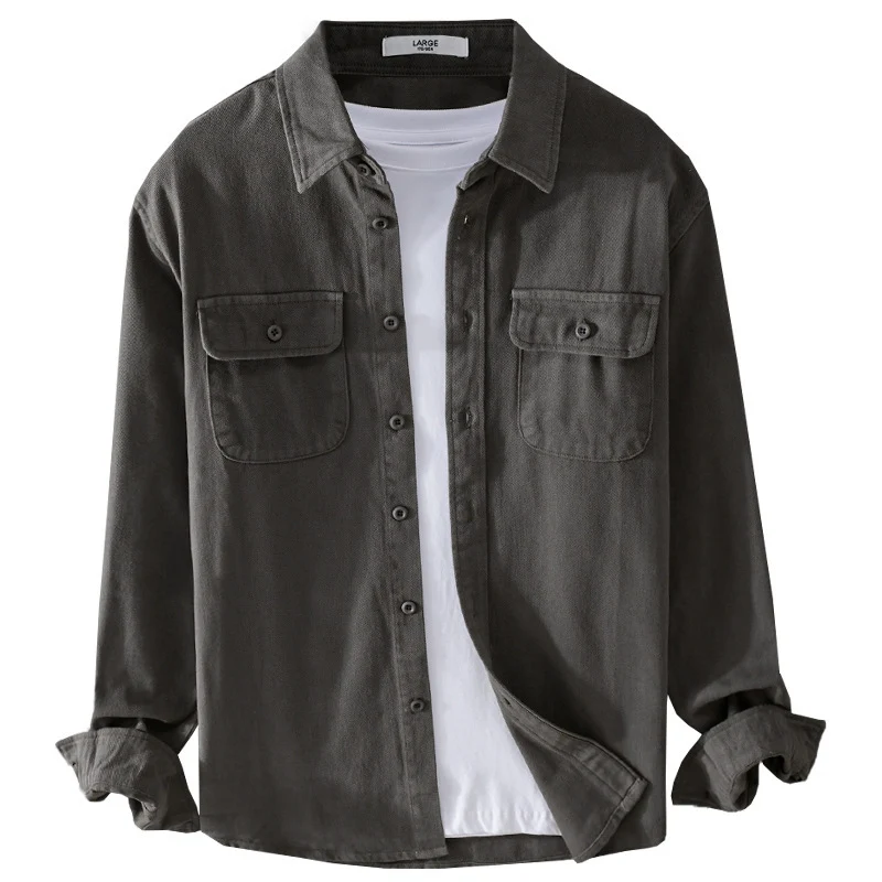Herren Leichtes Baumwoll-Twill-Overshirt mit Brustklappen und Relaxed-Fit Drune