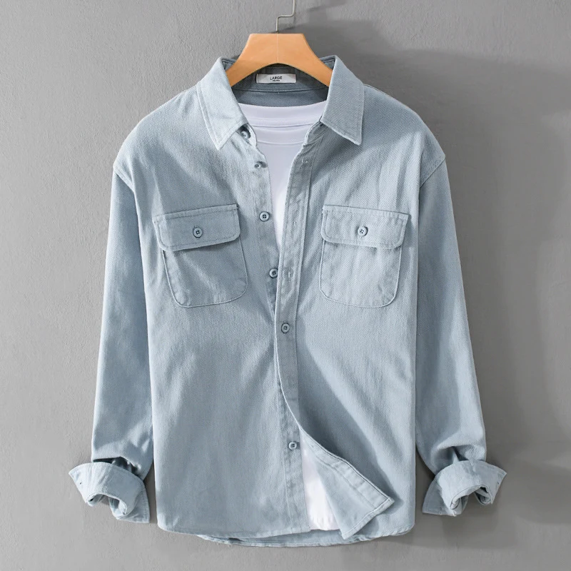 Herren Leichtes Baumwoll-Twill-Overshirt mit Brustklappen und Relaxed-Fit Drune