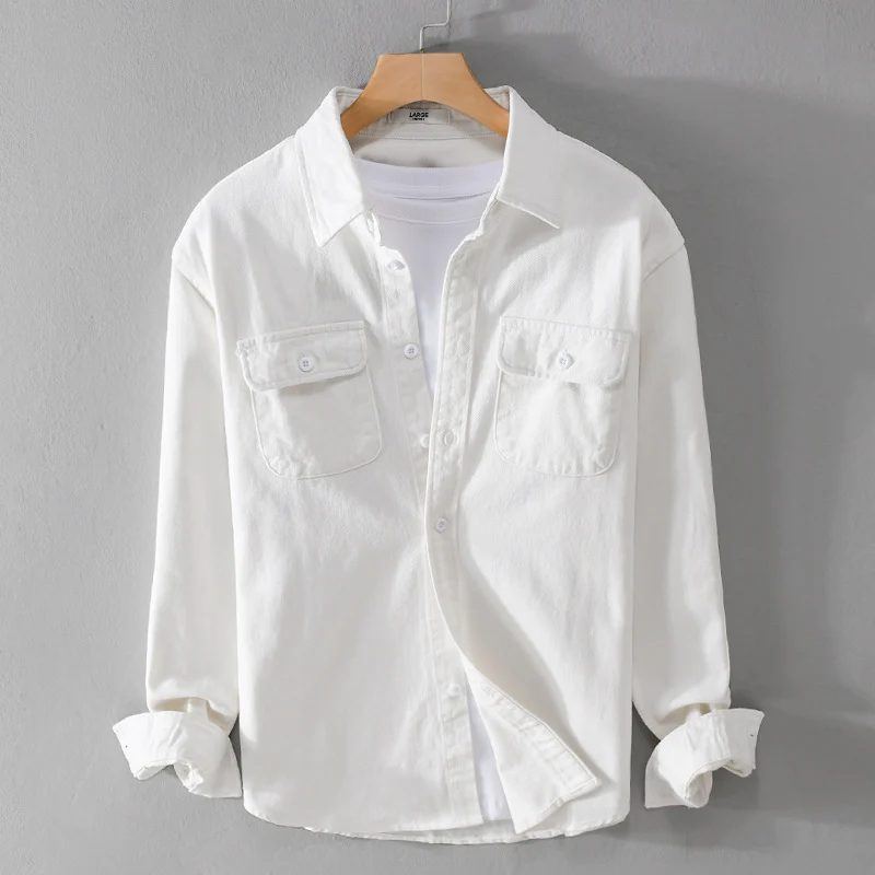 Herren Leichtes Baumwoll-Twill-Overshirt mit Brustklappen und Relaxed-Fit Drune
