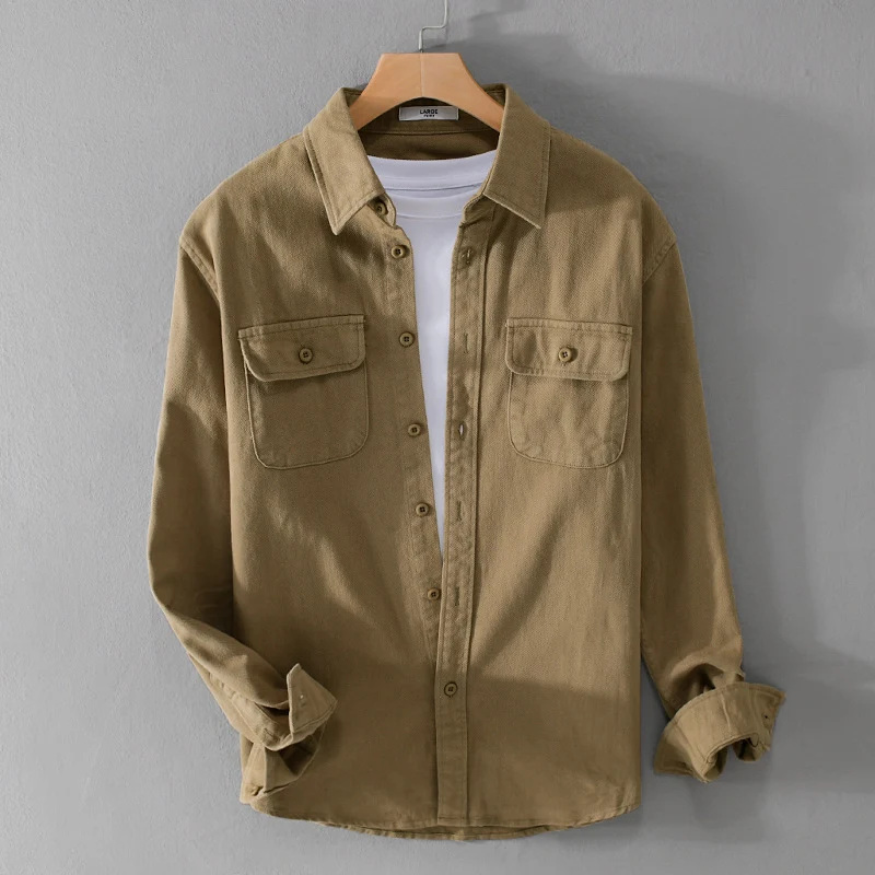 Herren Leichtes Baumwoll-Twill-Overshirt mit Brustklappen und Relaxed-Fit Drune