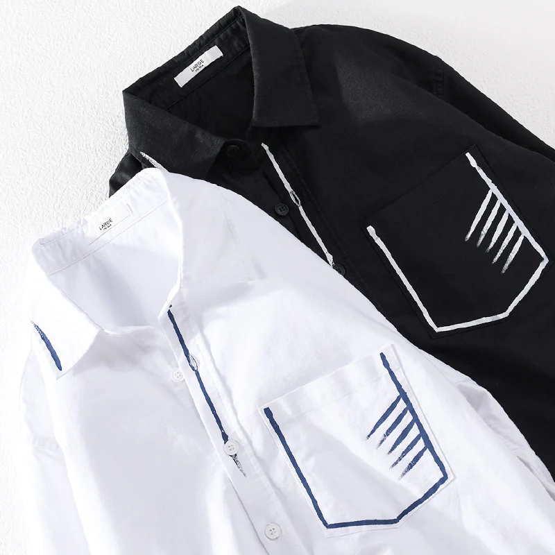 Herren Leichtes Baumwoll-Overshirt mit Kontrastnaht und aufgesetzter Brusttasche Drune