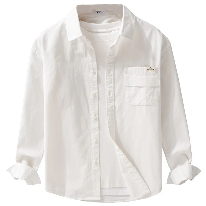 Herren Leichtes Baumwoll-Overshirt mit Kentkragen, Brusttasche und Relaxed-Fit Drune