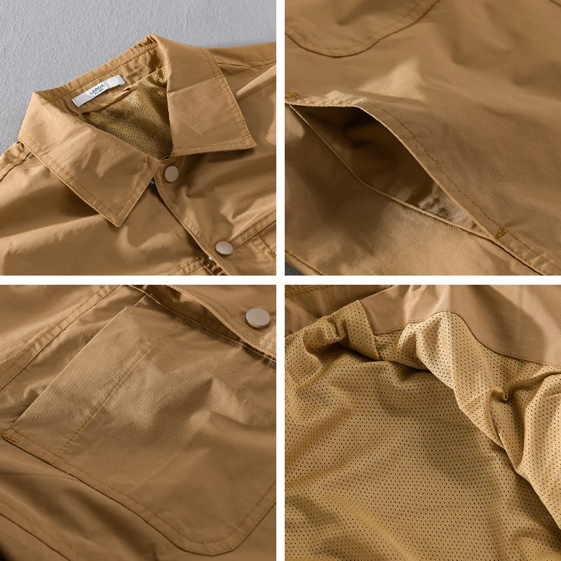 Herren Leichtes Baumwoll-Overshirt mit Kentkragen, aufgesetzten Brusttaschen und Relaxed-Fit Drune