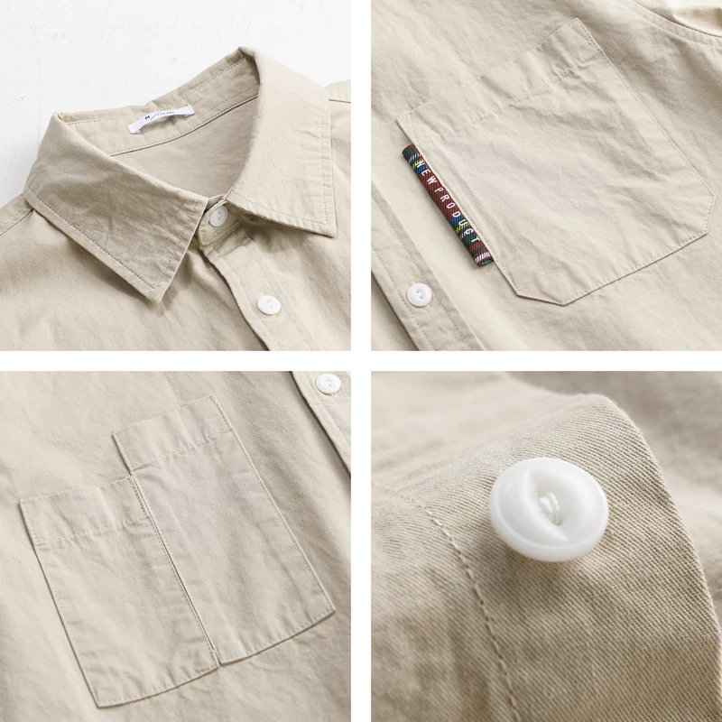 Herren Leichtes Baumwoll-Overshirt mit Doppel-Brusttaschen und Kentkragen Drune