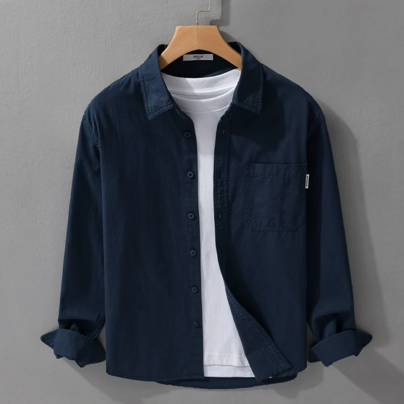 Herren Leichtes Baumwoll-Overshirt mit Brusttasche und Relaxed‑Fit Drune