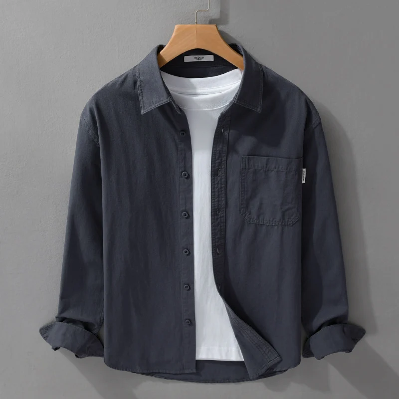 Herren Leichtes Baumwoll-Overshirt mit Brusttasche und Relaxed‑Fit Drune