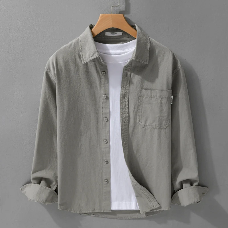Herren Leichtes Baumwoll-Overshirt mit Brusttasche und Relaxed‑Fit Drune