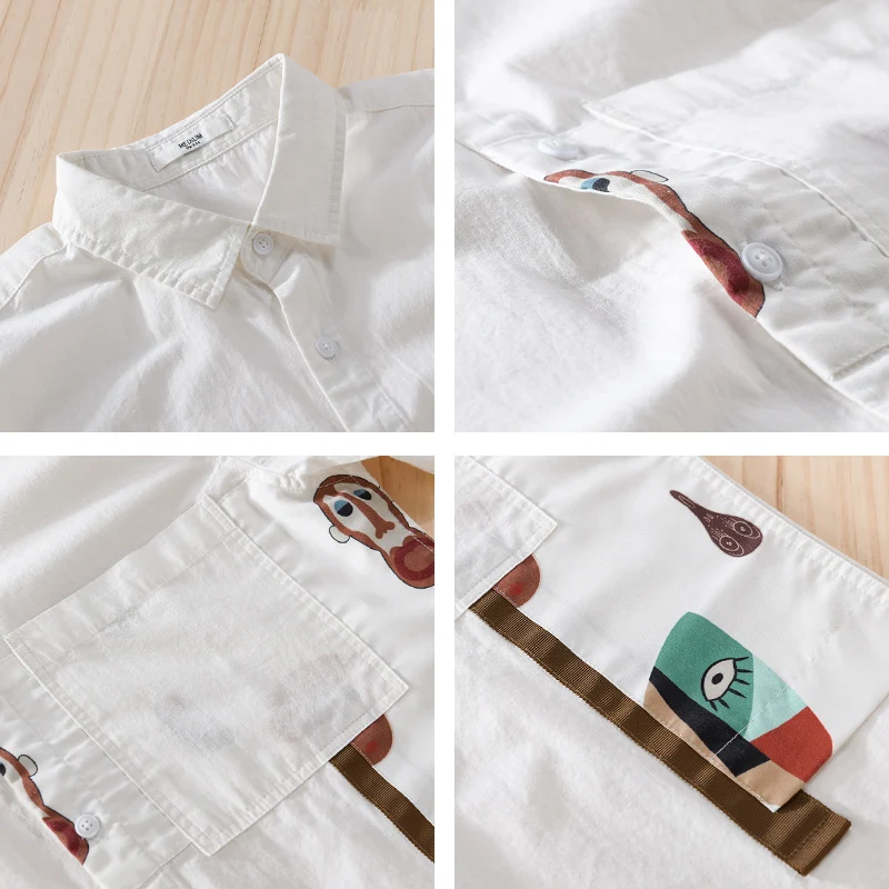Herren Leichtes Baumwoll-Overshirt mit Brusttasche und abstraktem Grafikpatch Drune